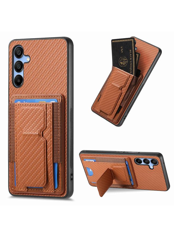 S-TOP Case For Samsung Galaxy A55 5G Carbon Fiber Fold Stand Elastic Card Bag Phone Case - Image 1