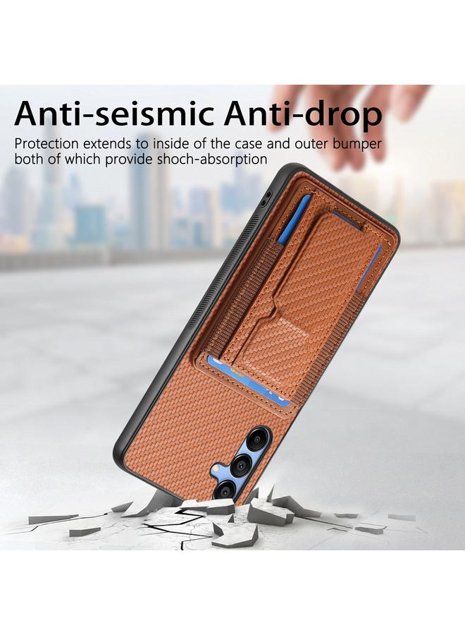 S-TOP Case For Samsung Galaxy A55 5G Carbon Fiber Fold Stand Elastic Card Bag Phone Case - Image 3