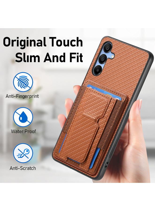 S-TOP Case For Samsung Galaxy A55 5G Carbon Fiber Fold Stand Elastic Card Bag Phone Case - Image 5