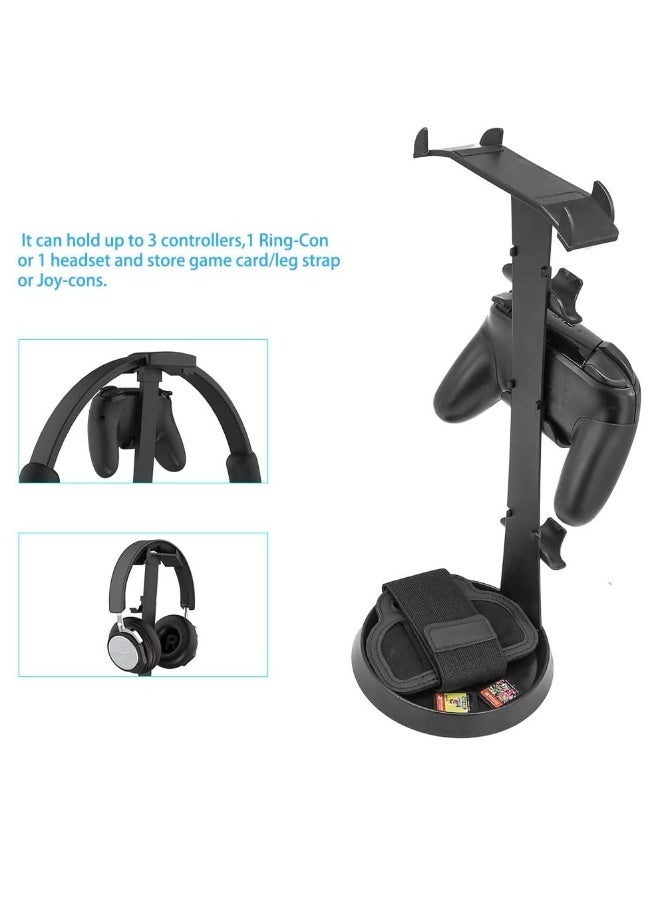 حامل تخزين وعرض لحلقة اللياقة وسماعات الرأس - حامل عرض عمودي لحلقة اللياقة مع تخزين لوحدات التحكم/حلقة اللياقة/سماعات الرأس/بطاقات الألعاب/حزام الساق وجويكونز. - Image 4