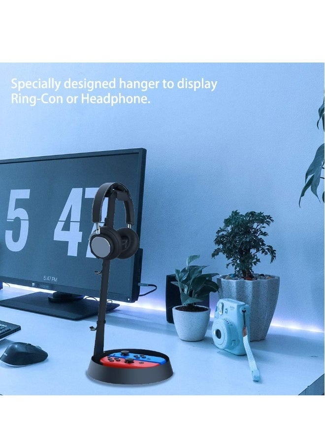 حامل تخزين وعرض لحلقة اللياقة وسماعات الرأس - حامل عرض عمودي لحلقة اللياقة مع تخزين لوحدات التحكم/حلقة اللياقة/سماعات الرأس/بطاقات الألعاب/حزام الساق وجويكونز. - Image 5