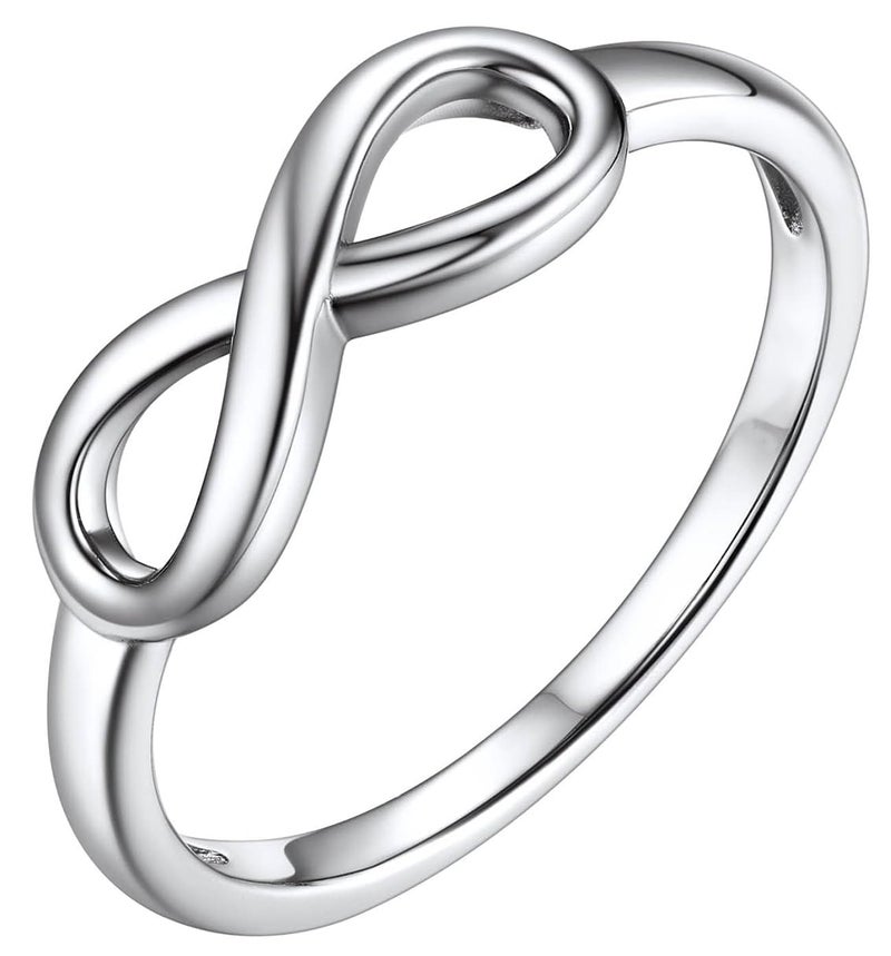 CCBFY 18k White Gold Plated 925 Sterling Silver Rings for Women Promise Rings for Her, Stackable Wedding Bands Rings for Women Infinity Forever Love Knot Ring (Silver 6) - Image 1