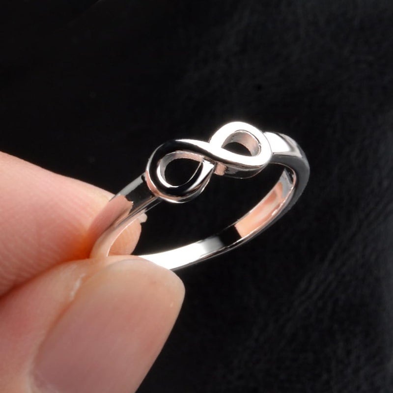 CCBFY 18k White Gold Plated 925 Sterling Silver Rings for Women Promise Rings for Her, Stackable Wedding Bands Rings for Women Infinity Forever Love Knot Ring (Silver 6) - Image 2