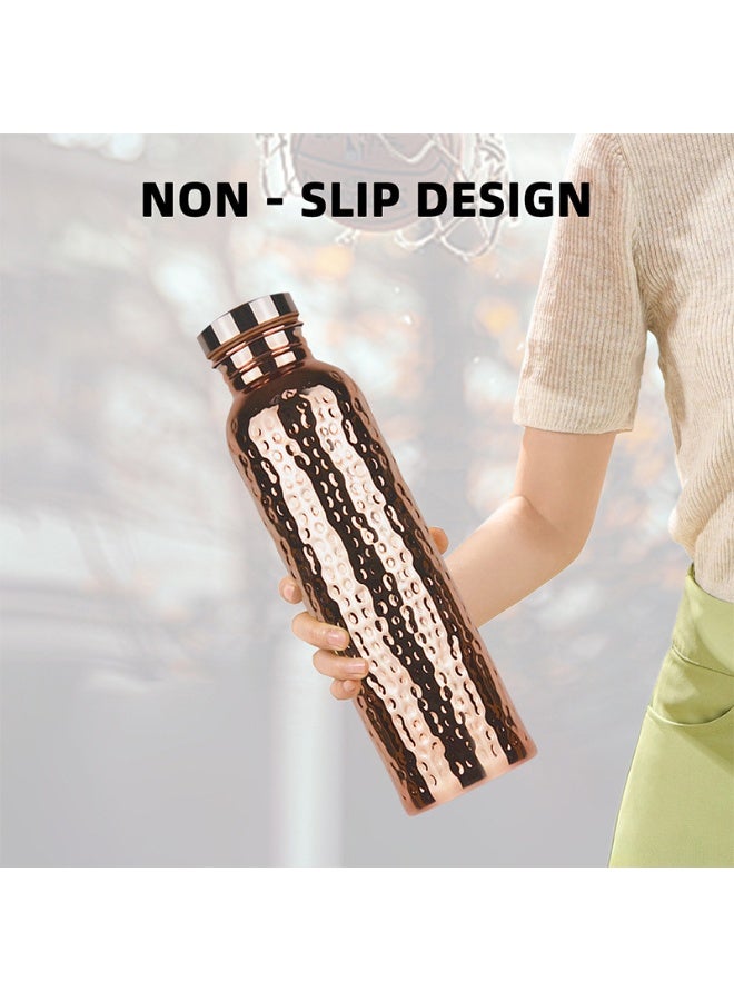Soofam Copper Water Bottle 27 Oz Copper Bottle Water with Lid -  Copper Drinking Vessel - 100 Copper Water Vessel - Drink More Water Bottle - Large - Leak Proof - Hammered - Image 2