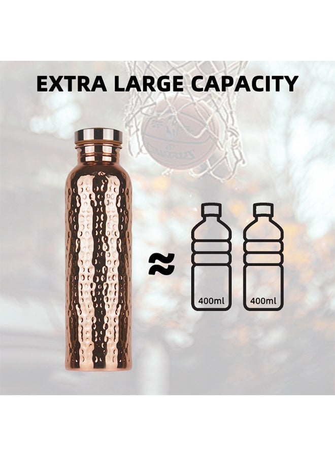 Soofam Copper Water Bottle 27 Oz Copper Bottle Water with Lid -  Copper Drinking Vessel - 100 Copper Water Vessel - Drink More Water Bottle - Large - Leak Proof - Hammered - Image 5