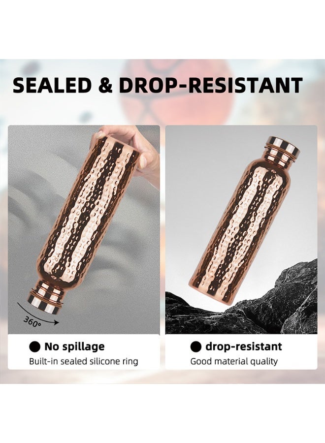 Soofam Copper Water Bottle 27 Oz Copper Bottle Water with Lid -  Copper Drinking Vessel - 100 Copper Water Vessel - Drink More Water Bottle - Large - Leak Proof - Hammered - Image 4