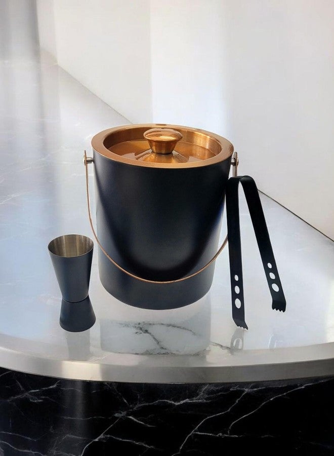 Nooks Stainless Steel Insulated Ice Bucket with Ice Scope and with Ice Tong 1.Liter | Keeps Ice Cold for 6 h | Great bar Tools for Home bar Accessories, Mini bar, Wine (Small) - Image 1