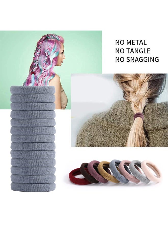SYGY 100PCS Elastic Cotton Hair Bands, Seamless No-Damage Ponytail Holders for Thick or Thin Hair, Soft Hair Accessories for Women and Girls, Coral Color - Image 5