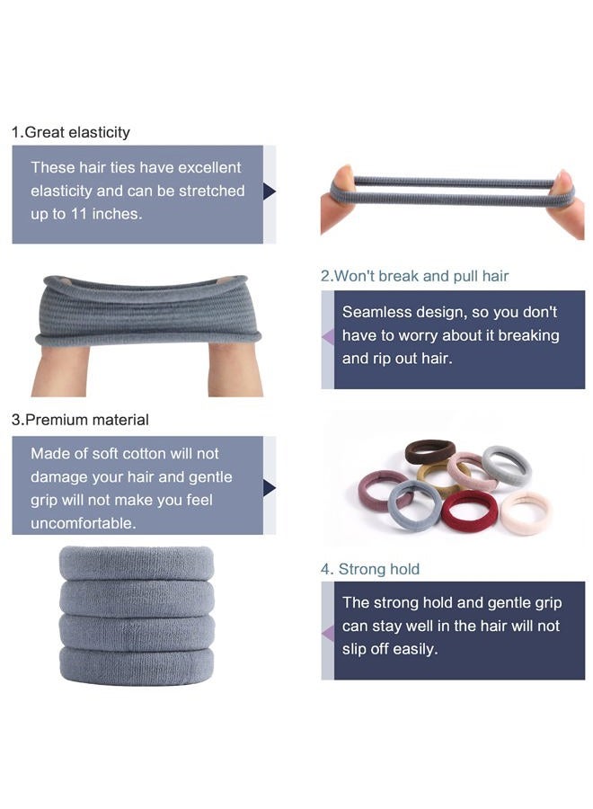 SYGY 100PCS Elastic Cotton Hair Bands, Seamless No-Damage Ponytail Holders for Thick or Thin Hair, Soft Hair Accessories for Women and Girls, Coral Color - Image 3