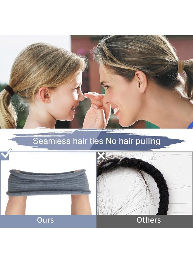 SYGY 100PCS Elastic Cotton Hair Bands, Seamless No-Damage Ponytail Holders for Thick or Thin Hair, Soft Hair Accessories for Women and Girls, Coral Color - Image 4
