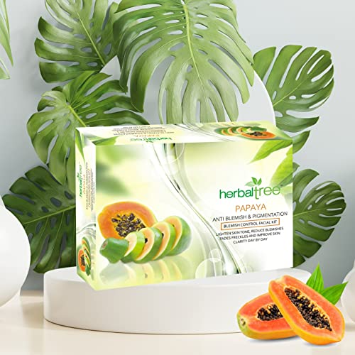 Herbal Tree Herbaltree Papaya Facial Kit For Lighten Skin Tone, Hydration, Improve Skin Clarity with Papaya Extract & Anti Aging Effects for Glowing Fairer | Blemish Free Facial Kit (525 gm + 5 ml) - Image 3