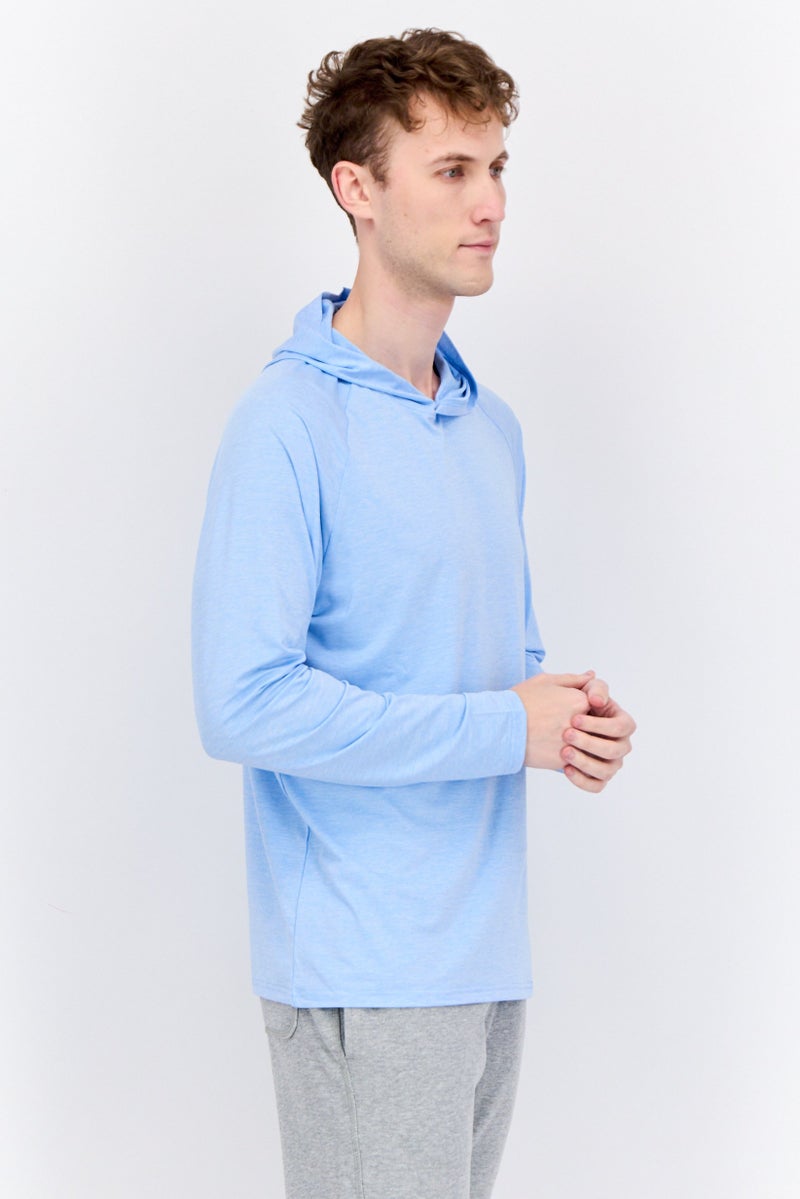 Swiss Alps Men Sportswear Fit Long Sleeves Training Hoodie, Heather Blue  - Image 2