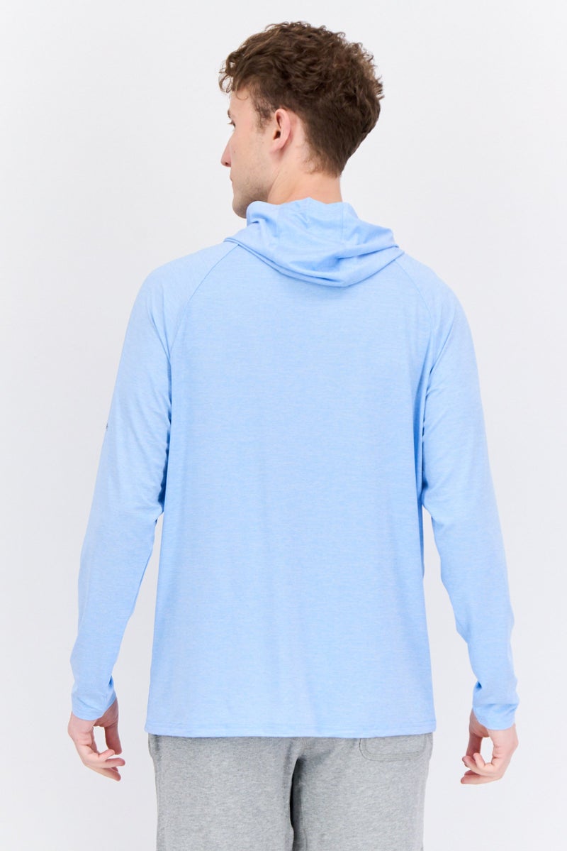 Swiss Alps Men Sportswear Fit Long Sleeves Training Hoodie, Heather Blue  - Image 3
