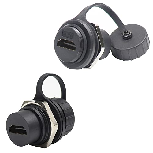 PENGLIN 2PCS Waterproof HDMI Panel Mount Coupler, IP67 HDMI Pass Through Connector Female to Female,HDMI 2.0 Bulkhead Extension 4K 30hz 3D and HDR - Image 1