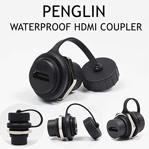 PENGLIN 2PCS Waterproof HDMI Panel Mount Coupler, IP67 HDMI Pass Through Connector Female to Female,HDMI 2.0 Bulkhead Extension 4K 30hz 3D and HDR - Image 3