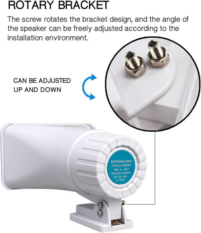 KLLsmDesign 30W Dual Tone Outdoor Alarm Siren with Bracket - 130dB Security Siren for Home and Car - Image 4