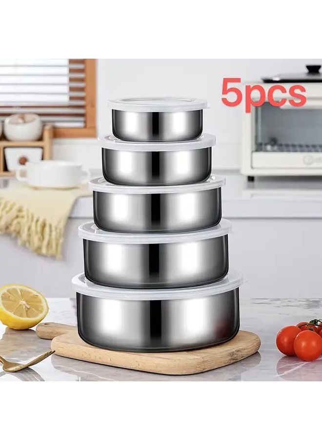 5Pcs Fresh Bowl Food Storage Containers Set For Vegetables Fruits Leftovers - Image 1
