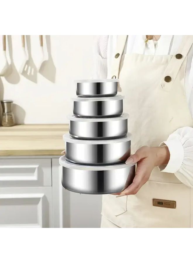5Pcs Fresh Bowl Food Storage Containers Set For Vegetables Fruits Leftovers - Image 2