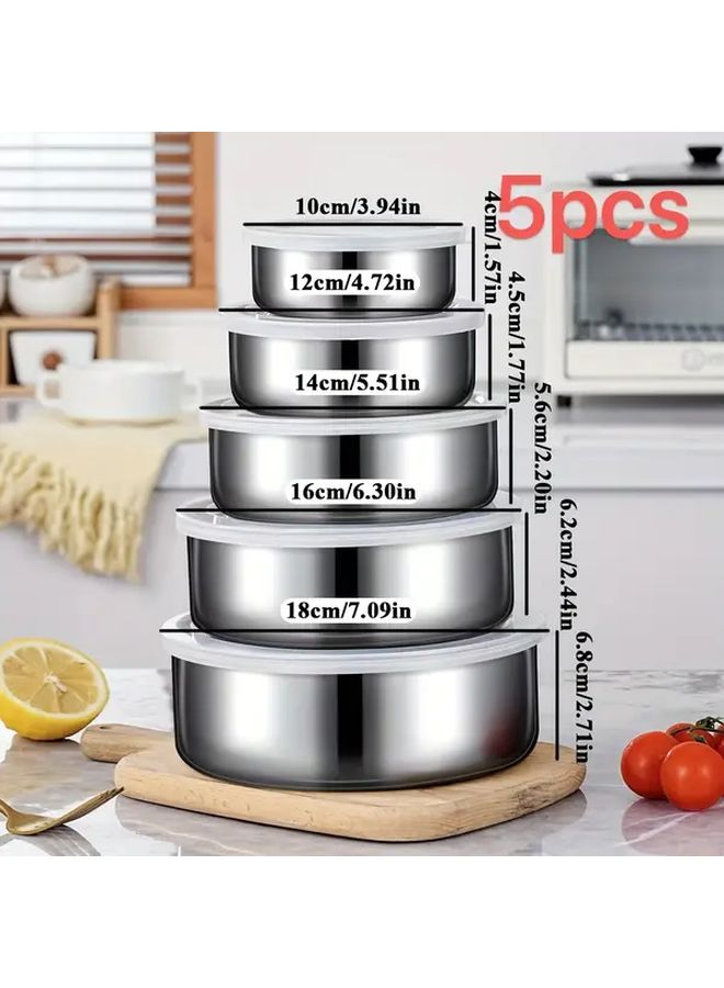 5Pcs Fresh Bowl Food Storage Containers Set For Vegetables Fruits Leftovers - Image 3