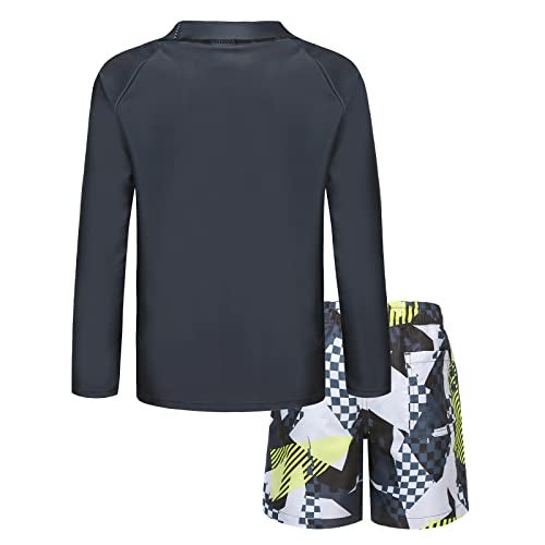HowJoJo Boys Rash Guard Set Long Sleeve Swim Set Two Piece Swimsuits Swim Trunks and Swim Shirt Sets Size 14/12-14 - Image 2