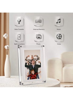 شو وو إطار صور رقمي من الأكريليك، إطار صور رقمي مقاس 7 بوصات. تصميم إطار شفاف بسيط، ذاكرة داخلية 4 جيجابايت وبطارية 1500 مللي أمبير في الساعة. كرر أوقاتك السعيدة  - Image 2