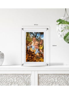 شو وو إطار صور رقمي من الأكريليك، إطار صور رقمي مقاس 7 بوصات. تصميم إطار شفاف بسيط، ذاكرة داخلية 4 جيجابايت وبطارية 1500 مللي أمبير في الساعة. كرر أوقاتك السعيدة  - Image 3