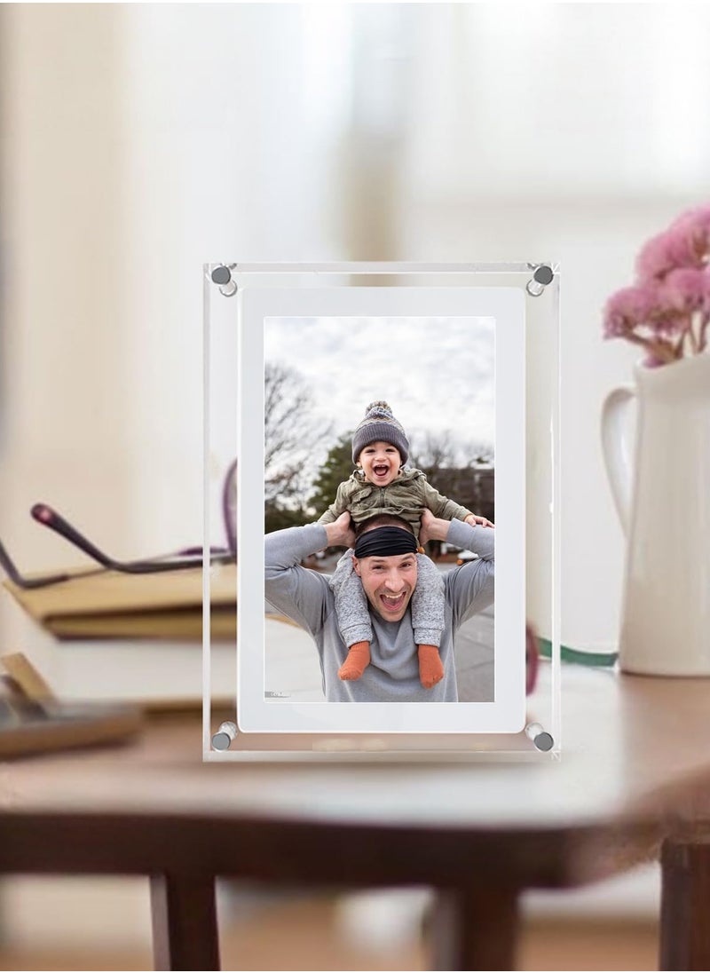 XiuWoo - Acrylic Digital Picture Frame,7 inch Digital Photo Frame.Simple Transparent Frame Design,4 GB Internal Memory and 1500 mAh Battery.Repeat Your Happy Times - Image 1