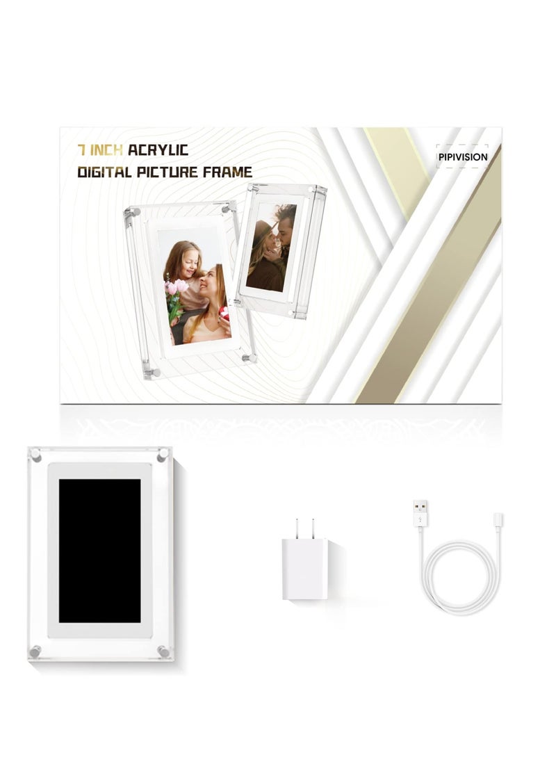 XiuWoo - Acrylic Digital Picture Frame,7 inch Digital Photo Frame.Simple Transparent Frame Design,4 GB Internal Memory and 1500 mAh Battery.Repeat Your Happy Times - Image 1