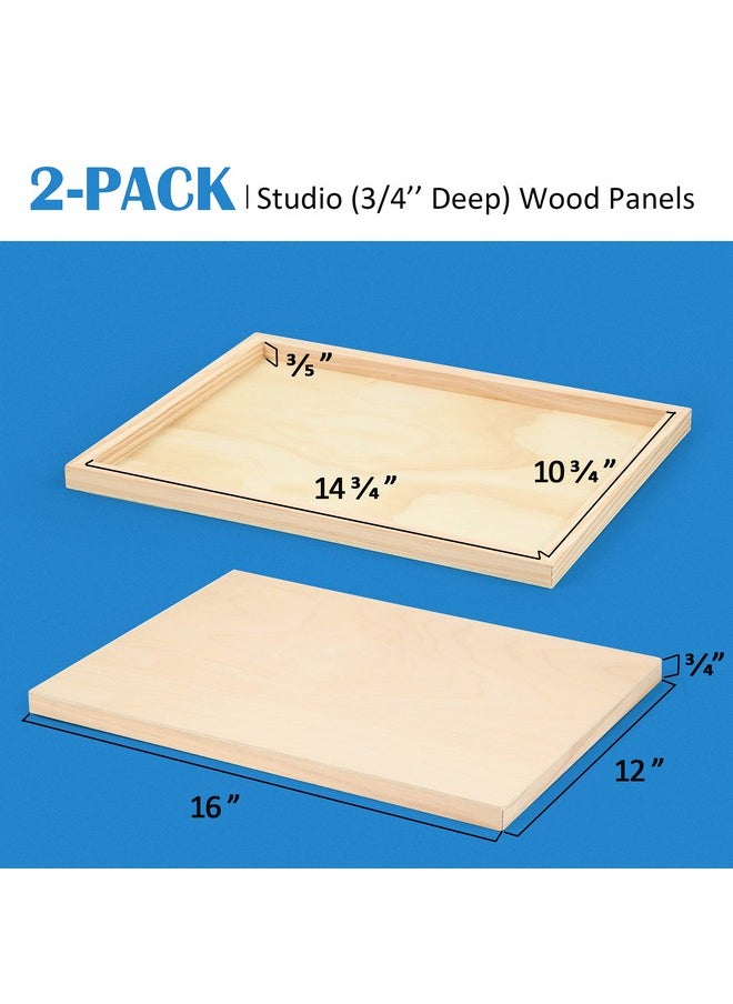 Falling In art - Unfinished Birch Wood Canvas Panels Kit Falling In Art 2 Pack Of 12X16’’ Studio 3/4’’ Deep Cradle Boards For Pouring Art Crafts Painting And More - Image 1