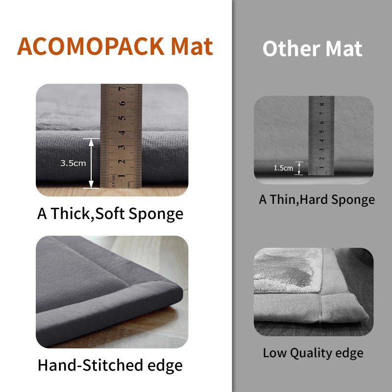 ACOMOPACK Baby Play Mat Area Rug for Living Room 1.3" Thick Memory Foam 59"Ã—71" Dark Grey- Non-Slip Bottom for Kid, Toddler, Tummy Time Crawling Mat for Floor, Soft Velvet Nursery Rugs, Yoga - Image 4