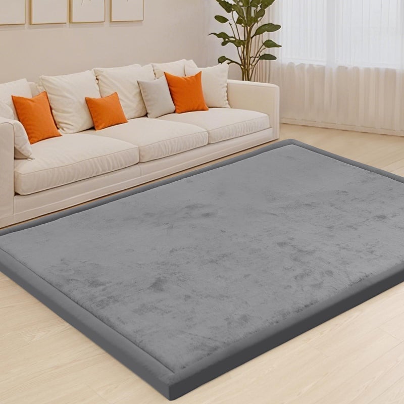 ACOMOPACK Baby Play Mat Area Rug for Living Room 1.3" Thick Memory Foam 59"Ã—71" Dark Grey- Non-Slip Bottom for Kid, Toddler, Tummy Time Crawling Mat for Floor, Soft Velvet Nursery Rugs, Yoga - Image 1