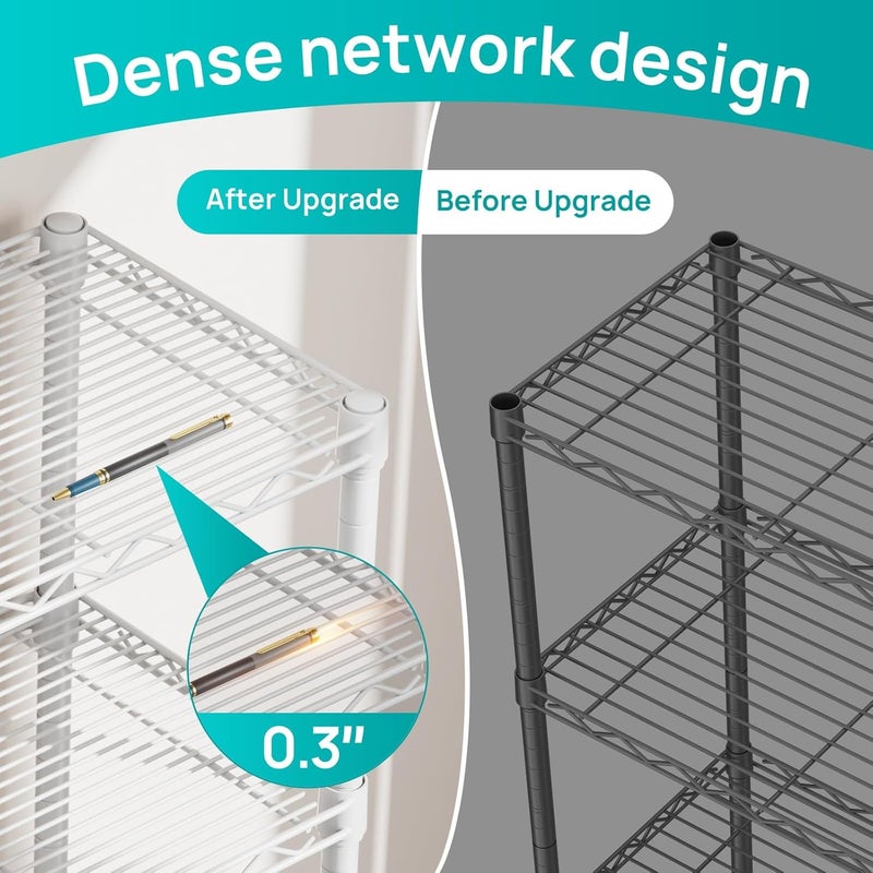 SINGAYE 6 Shelves Storage Shelf Wire Closet Bathroom Organizers Metal Pantry Kitchen Small Garage Shelving Unit Laundry Room Organization Home Corner Rack Estantes para Cocina White 10" Dx16 Wx60”H - Image 2