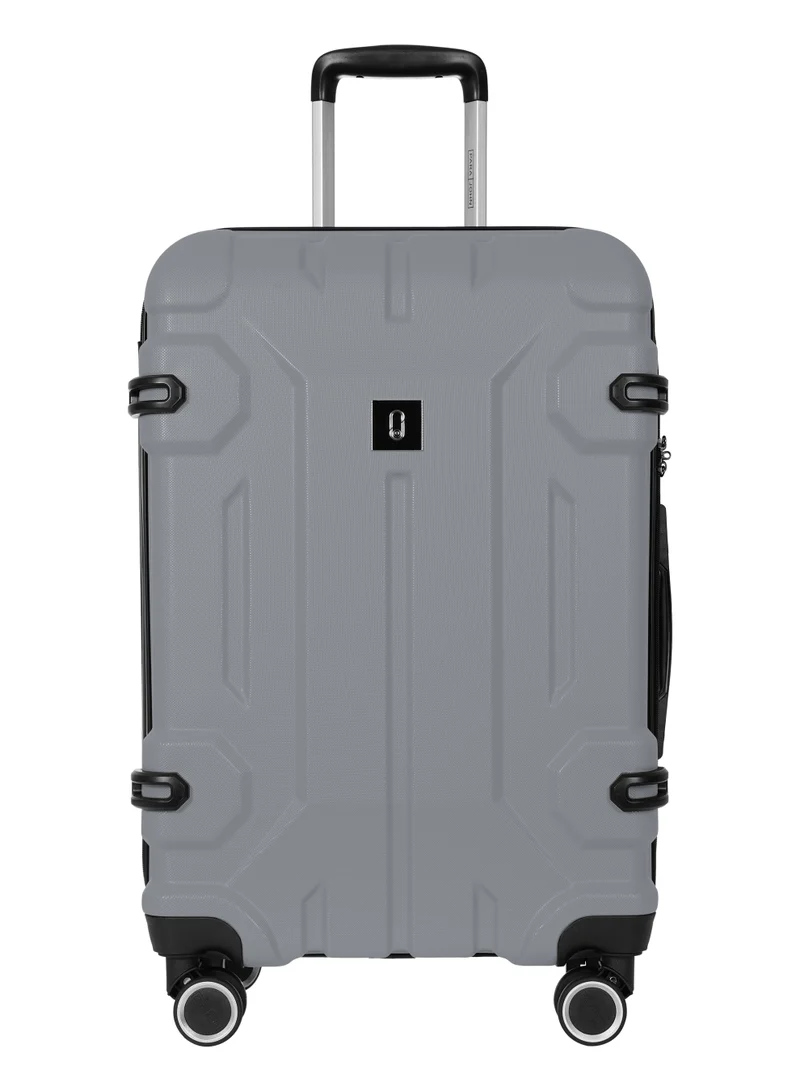 بارا جون مجموعة حقائب سفر صلبة من سلسلة إكسبيديشن من مادة  بثلاث قطع بعجلات دوارة مزدوجة فضي