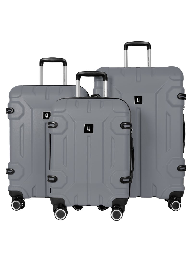 PARAJOHN Expedition Series ABS Material 3-Piece Hardsided Luggage Set |Dual 4-Spinner Wheels  | Small (10kg), Medium (20kg), Large (30kg) -Silver - Image 1