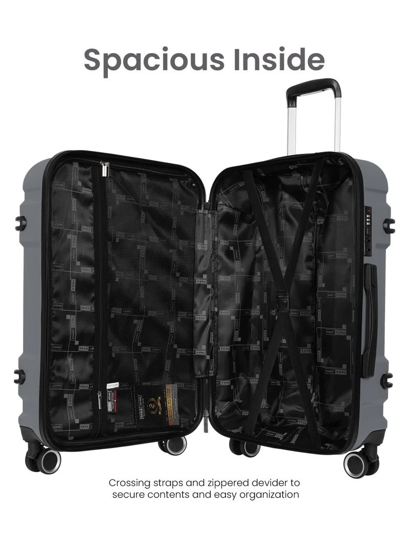PARAJOHN Expedition Series ABS Material 3-Piece Hardsided Luggage Set |Dual 4-Spinner Wheels  | Small (10kg), Medium (20kg), Large (30kg) -Silver