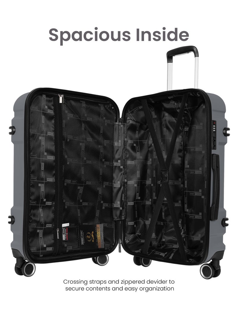 PARAJOHN Expedition Series ABS Material 3-Piece Hardsided Luggage Set |Dual 4-Spinner Wheels  | Small (10kg), Medium (20kg), Large (30kg) -Silver - Image 5