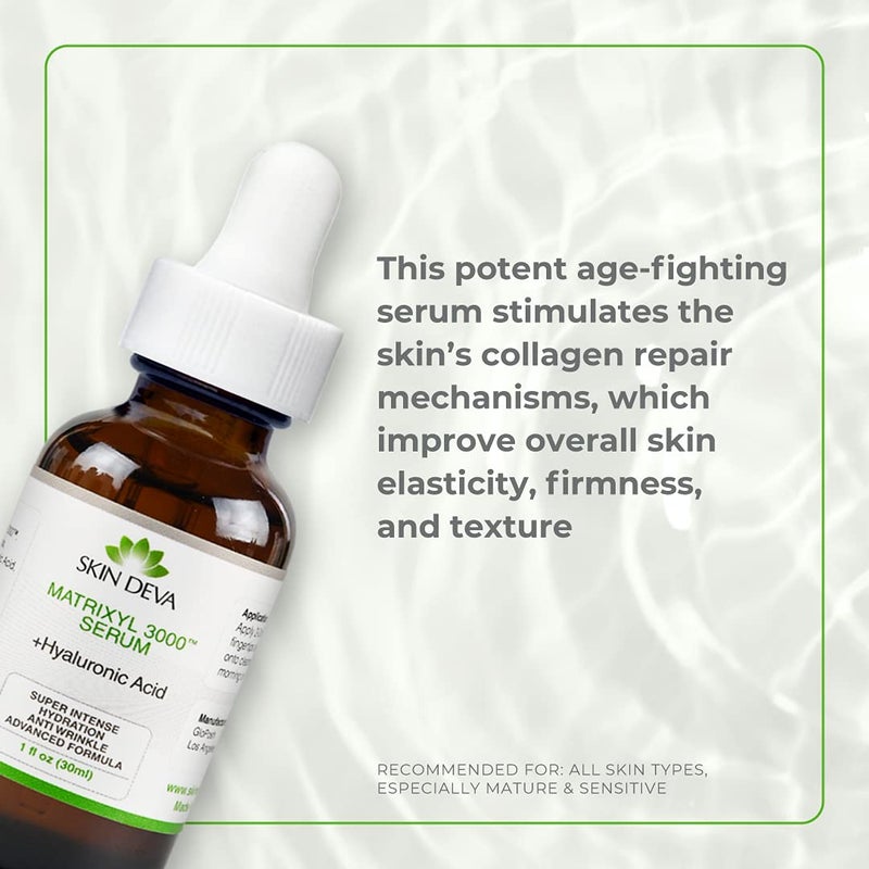 SKIN DEVA 1 fl oz Matrixyl 3000 with Hyaluronic Acid Serum Peptides Serum For Face Hydration with Hyaluronic Acid Stimulates Collagen Repair Mechanisms Lightweight Anti Aging Moisturizer - Image 4