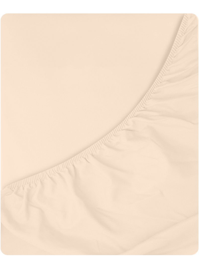 Infinitee Xclusives Infinitee Xclusives Fitted Sheet for Bed Beige Queen Size 150 x 200 cm - 100% Microfiber - 40 cm Deep Pocket to Fit & Cover Sheets  - Soft, Wrinkle Free & Shrink Resistant Fitted Sheet  - Image 3