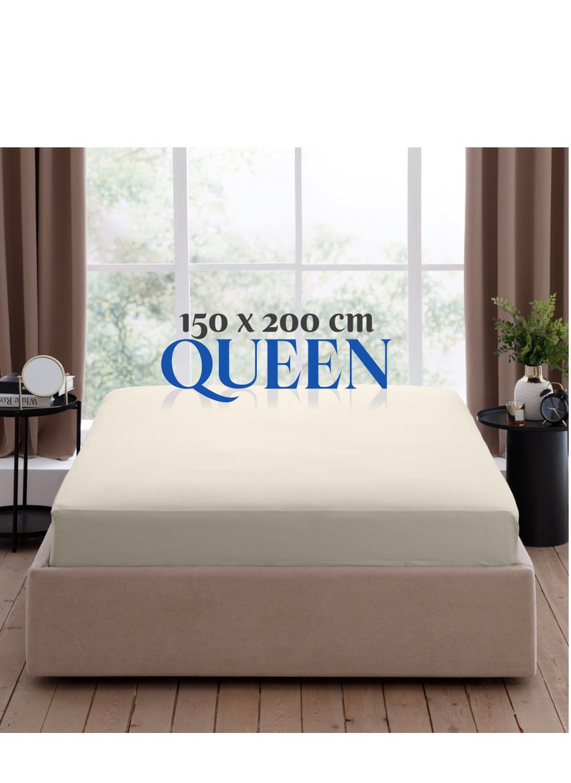 Infinitee Xclusives Infinitee Xclusives Fitted Sheet for Bed Beige Queen Size 150 x 200 cm - 100% Microfiber - 40 cm Deep Pocket to Fit & Cover Sheets  - Soft, Wrinkle Free & Shrink Resistant Fitted Sheet  - Image 2