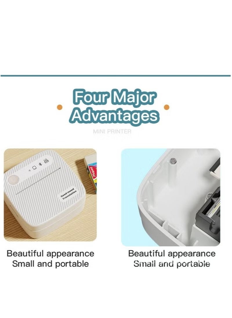 Generic - Portable Wireless Printer Mini Pocket Bluetooth Thermal Printer, Portable Printer, Sticker Maker, For Office Organization, Home Kitchen, School. Compatible with Android iOS smartphones for labeling, receipts, photos, notes, and memos - Image 1