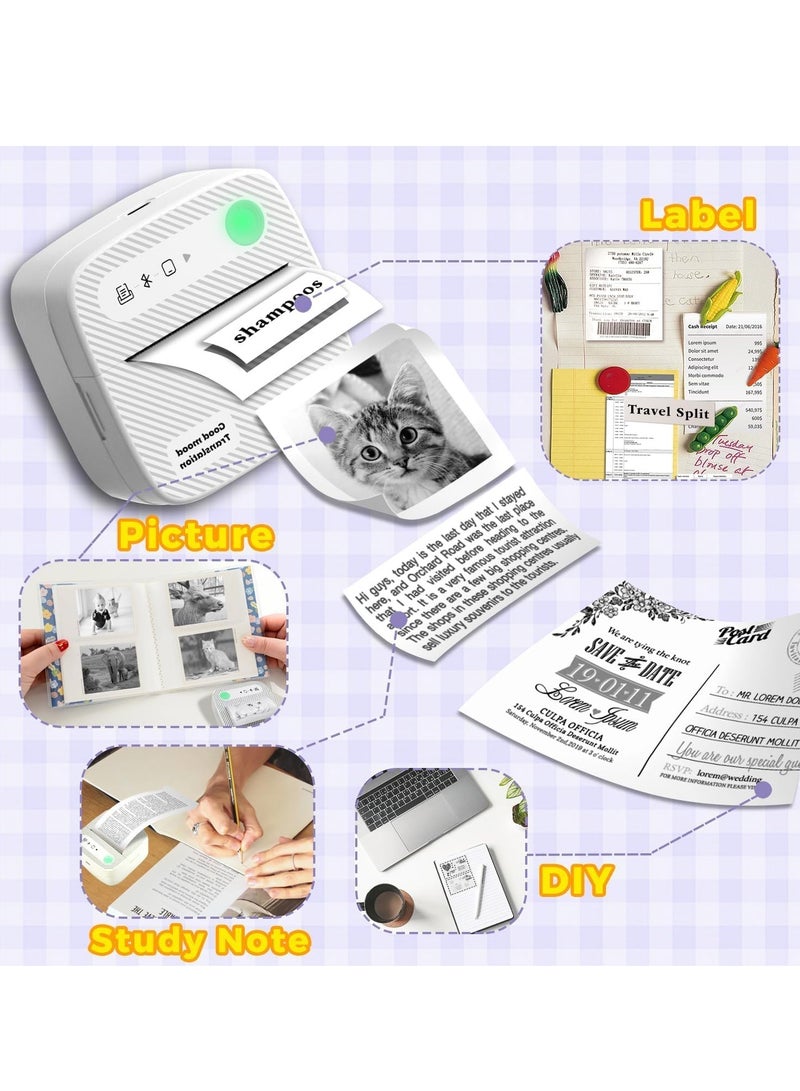 B3 Sticker Printer, Mini Portable Printers with 1 Rolls 50x3800 mm Paper, Inkless Sticker Maker Bluetooth Pocket Printer for Organization, DIY, Crafts, Journal, Study, Work, Label Compatible Phone & Tablet (White) - Image 4