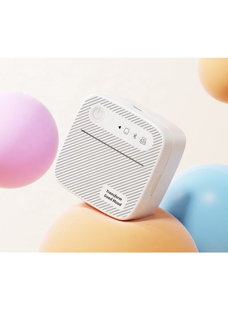 Mini Portable Bluetooth Thermal Printer, with 1 Roll Sticker Paper (50x3800 mm), Wireless Sticker and Photo Printer for Learning and Office Use (White) - Image 2