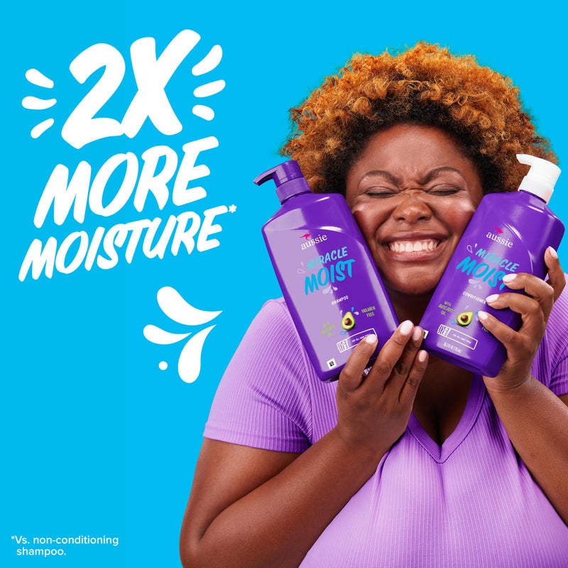 Aussie بلسم أوسي المعجزة المرطب مع الأفوكادو وزيت الجوجوبا، خالي من البارابين، 26.2 أونصة سائلة - Image 3