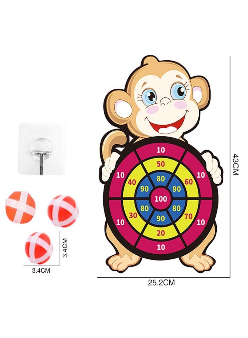 Toys Kid Parent Children's sticky ball Indoor Sticky Target Funny Throwing Dart Interactive Kids Board Fabric Cute Cartoon Free Sticky Balls Wall 1 Set