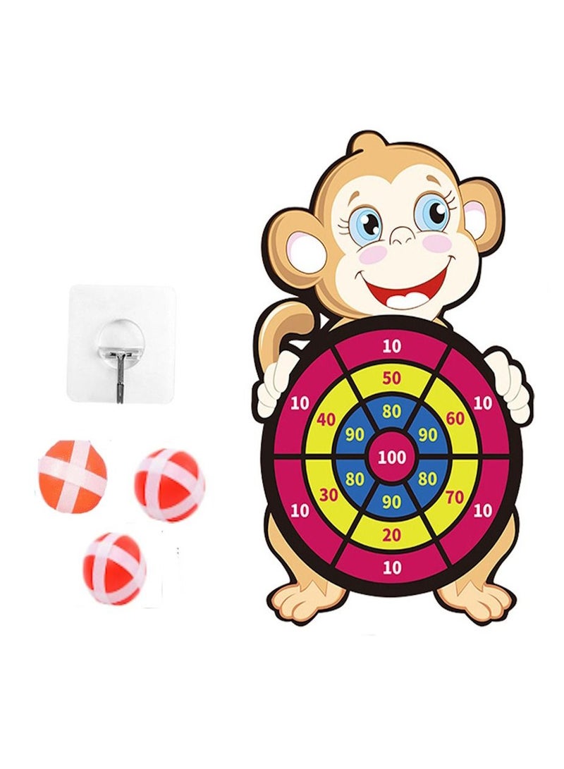Toys Kid Parent Children's sticky ball Indoor Sticky Target Funny Throwing Dart Interactive Kids Board Fabric Cute Cartoon Free Sticky Balls Wall 1 Set