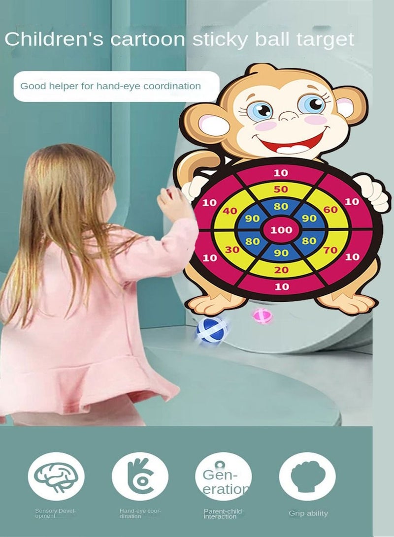 Toys Kid Parent Children's sticky ball Indoor Sticky Target Funny Throwing Dart Interactive Kids Board Fabric Cute Cartoon Free Sticky Balls Wall 1 Set