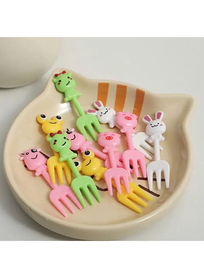 Cat 6pcs Colorful Reusable Plastic Fruit Forks for Party Cake Dessert Serving Fun Design - Image 4