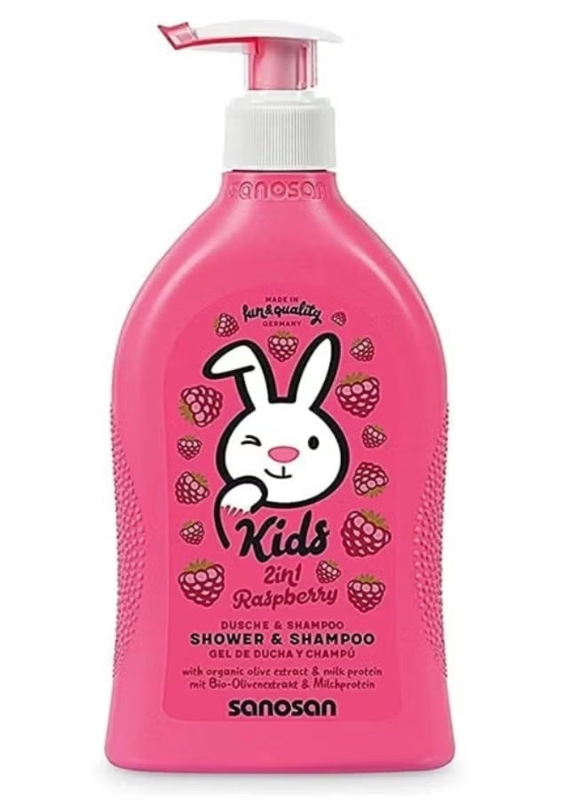 sanosan Kids Shower & Shampoo Raspberry 400ml – 2-in-1 Gentle Hair & Body Wash with Olive Extract & Milk Protein - Image 5