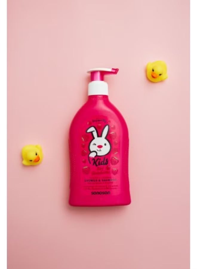 sanosan Kids Shower & Shampoo Raspberry 400ml – 2-in-1 Gentle Hair & Body Wash with Olive Extract & Milk Protein - Image 3