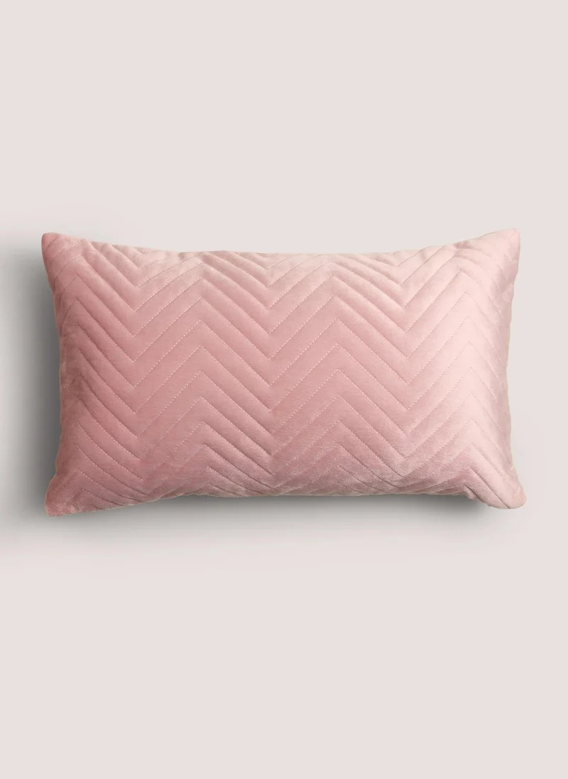 Matalan Pink Velvet Quilted Cushion